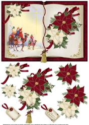 Open Book Christmas Topper Three Wise Men Red