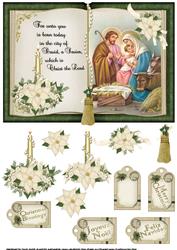Open Book Christmas Topper Nativity Green