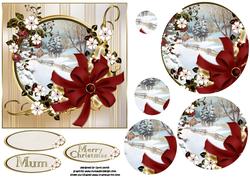 Cranberry and Gold Christmas Pyramid