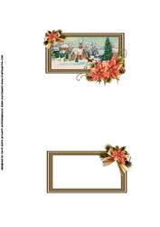 Vintage Christmas Scene with Beautiful Poinsettia Insert