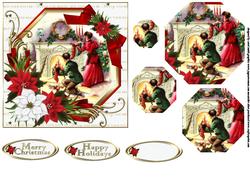 Vintage Christmas Lets Hang the Stocking Shaped Pyramid