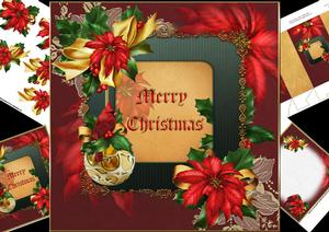 8x8 Poinsettia and Holly Christmas Mini Kit