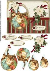 Christmas Nativity Cranberry and Ivory Teardrop Pyramid