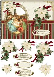 Christmas Nativity Cranberry and Ivory
