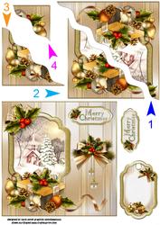 Vintage Christmas Scene Off to Church Wavy Side Stacker
