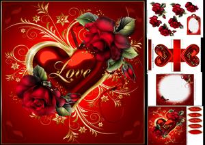 8x8 Drama Roses with Fancy Heart Mini Kit