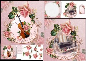 8x8 Downton Roses Choice of Musical Themed Toppers Mini Kit