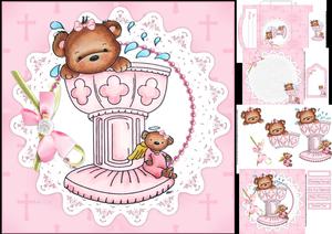 8x8 Baptism/christening Bear Girl Mini Kit