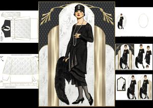 Vintage Lady with Art Deco Background Mini Kit