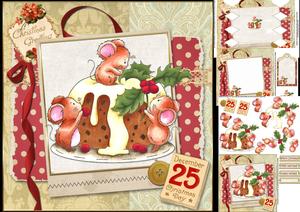 8x8 Holly Pudding Mice Shabby Chic Mini Kit