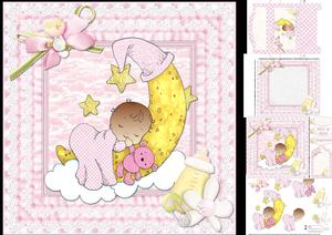 8x8 Afro American Baby Girl Moon Mini Kit