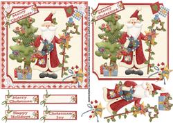 Country Christmas Patchwork Santa Quick Card