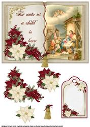 Unto Us a Child is Born Open Book Topper Cream