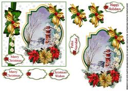 Christmas Water Pump Watercolour Scene Quick Card