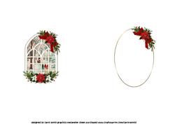 Vintage Christmas Scene Through the Window Insert
