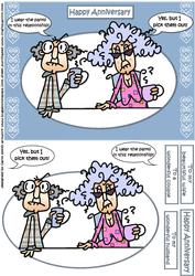Stella and Gus with His Anniversary Pants Quick Card