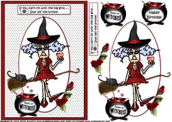 Stella Flys with the Big Girls Birthday/halloween Quick Card