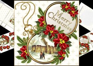 8x8 a Vintage Christmas Pocket Watch Scene Mini Kit