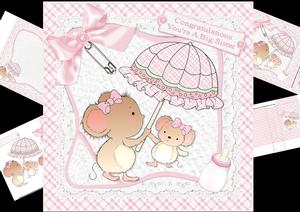8x8 Congratulations New Big Sister Baby Girl Mini Kit