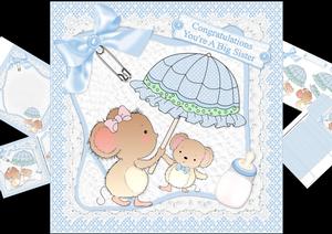 8x8 Congratulations New Big Sister Baby Boy Mini Kit