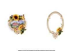 Beautiful Sunflowers with Thatched Cottage Scene Insert