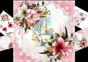 8x8 Christmas Amaryllis with Pink Church Mini Kit