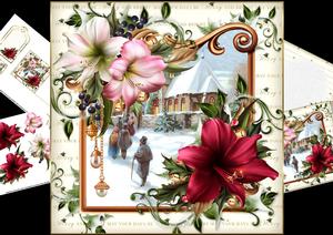 8x8 Christmas Amaryllis with Vintage Church Mini Kit