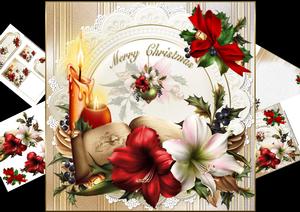 8x8 Festive Amaryllis Old Book and Candle Cluster Mini Kit