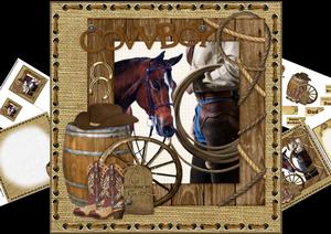 8x8 Cowboy Birthday One for the Men Mini Kit