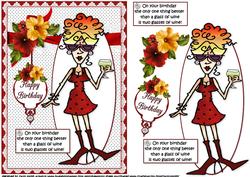 Rita and Her Birthday Wine Quick Card