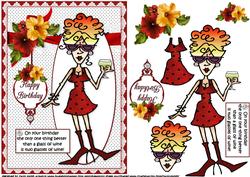 Rita and Her Birthday Wine Quick Card