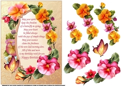 Spring pansy with verse