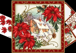 8x8 snowy cottage with poinsettia mini kit