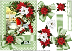 Ribbon wrap Christmas robin