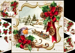 8x8 Christmas scene walk to church and sleigh ride with robin mini kit