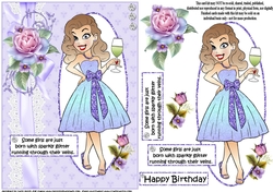 Girls and sparkly glitter quick card