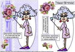 Stella with her selfie stick quick card