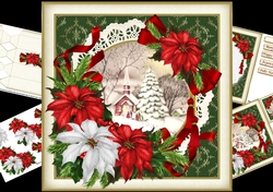 8x8 vintage Christmas church scene 1 mini kit