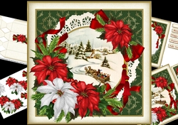 8x8 vintage Christmas church scene 2 mini kit