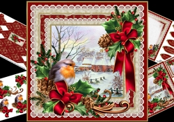 8x8 Christmas robin with oust house scene mini kit