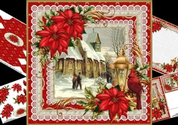 8x8 vintage scene with red cardinal 1 mini kit