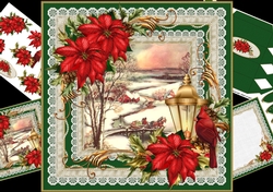 8x8 vintage scene with red cardinal 2 mini kit
