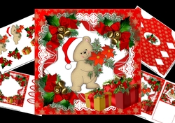 7x7 poinsettia bear mini kit