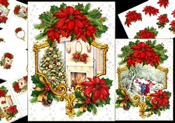 Ornate poinsettia frame with choice of scenes mini kit