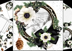 8x8 black white and gold Christmas mini kit 1