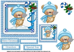 Ted shovels snow blue