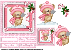 Ted shovels snow pink
