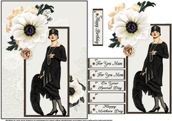 Vintage Gatsby lady mono chrome quick card