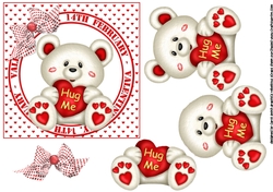 Valentine bear sending hugs and kisses
