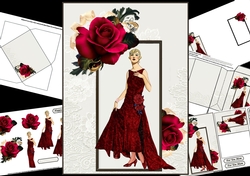 Vintage lady flappr with roses mini kit